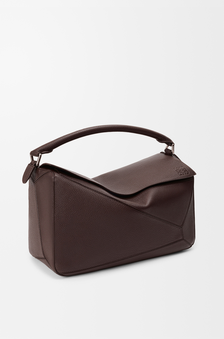 LOEWE Large Puzzle bag in supple grained calfskin Chocolate