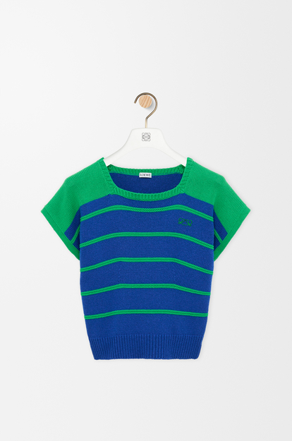 LOEWE Sleeveless sweater in cotton and wool Blue/Green