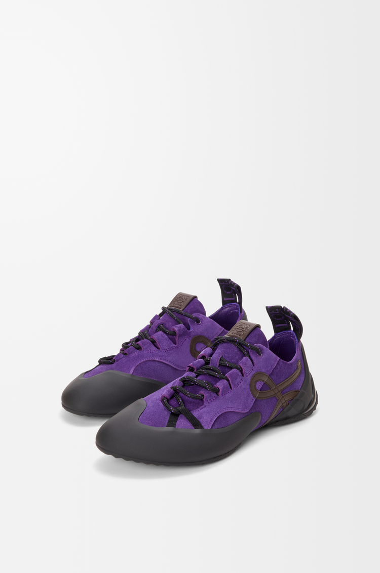 LOEWE Grip sneaker in suede calfskin and TPU Purple/Brown