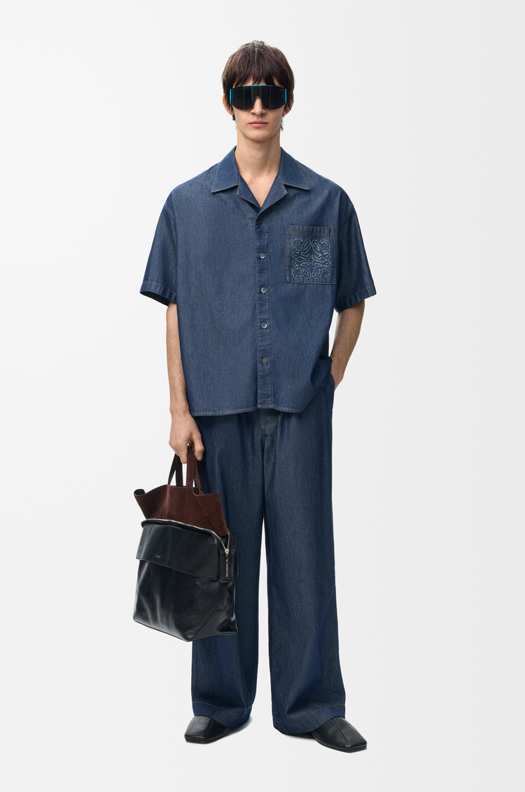 LOEWE Pantaloni con coulisse in cotone Blu Denim