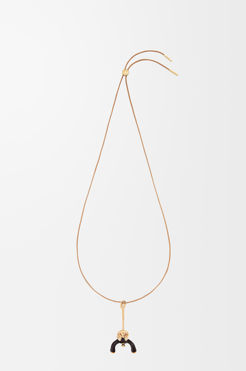 LOEWE Pendente Sitting Doll in argento sterling e cristalli Oro/Nero