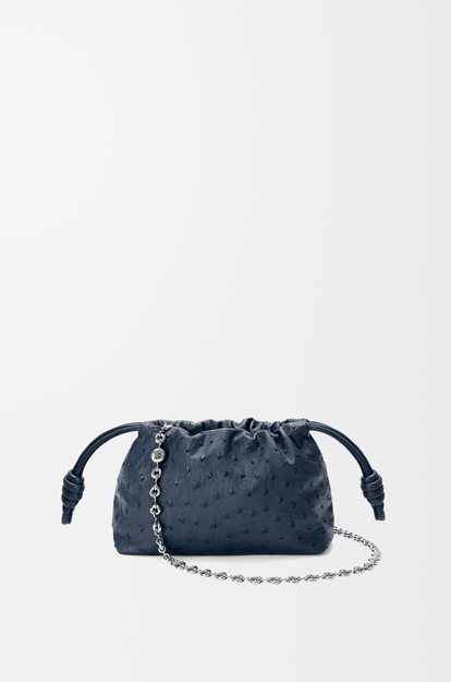 LOEWE Mini Flamenco purse in ostrich Deep Navy