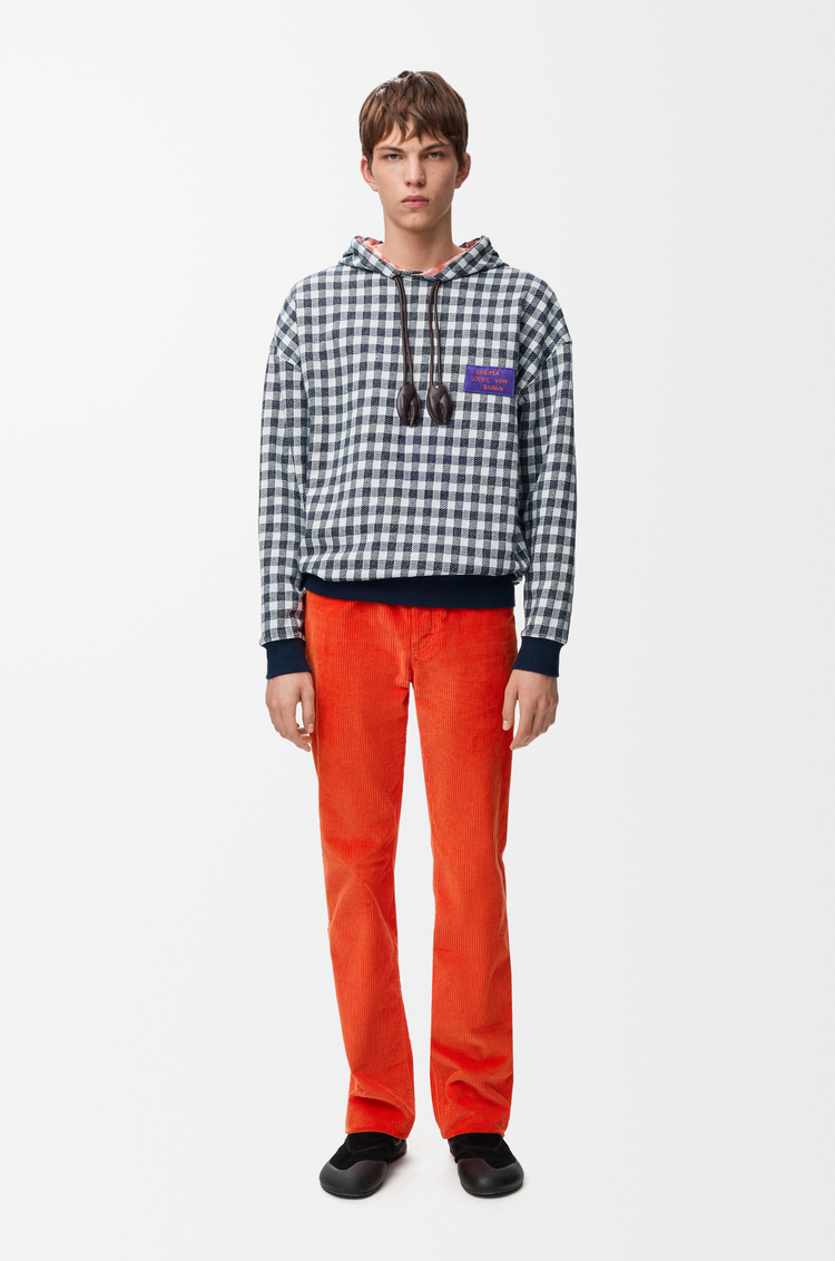 LOEWE Kapuzenpullover aus Baumwolle Rot/Blau/Weiß