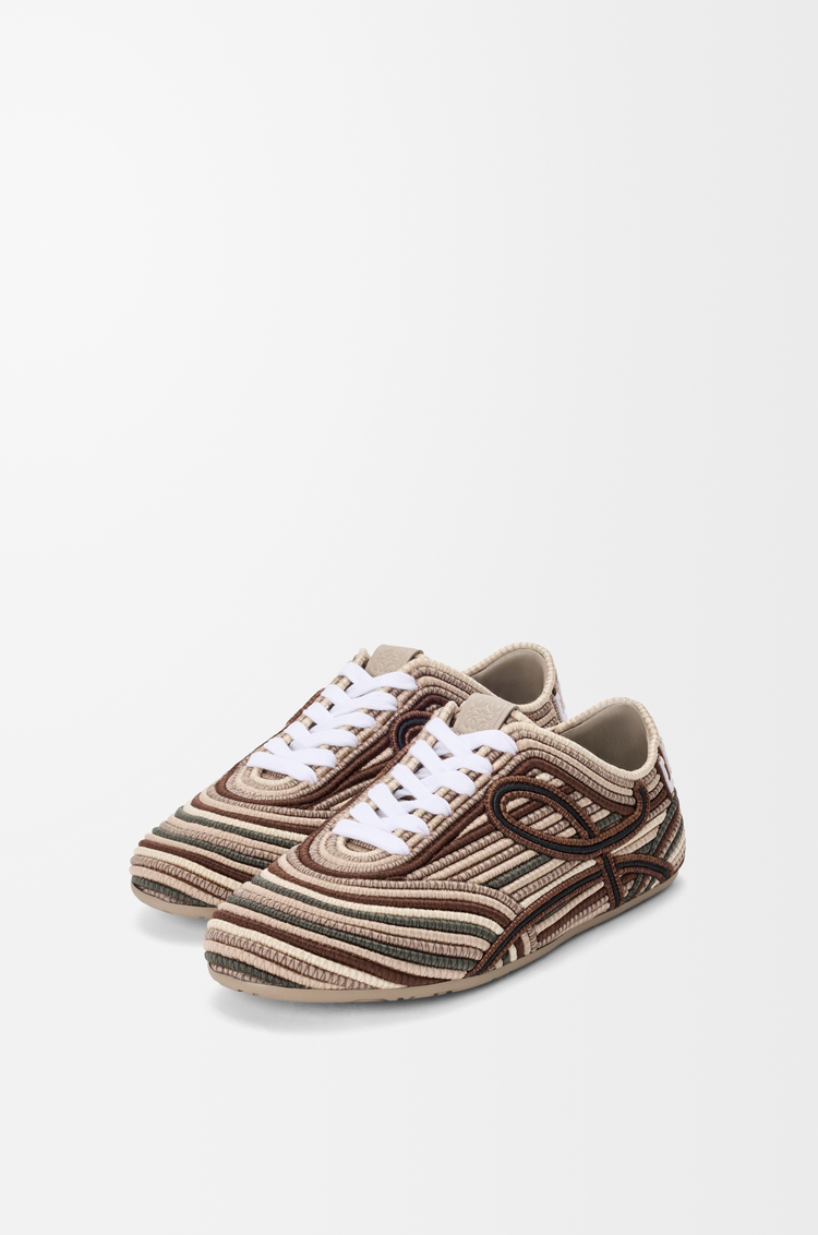 LOEWE Yago sneaker in embroidered canvas Brown Multitone