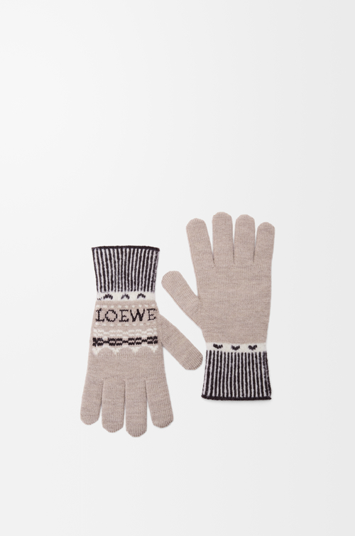 LOEWE Guanti in misto lana Beige/Multicolore