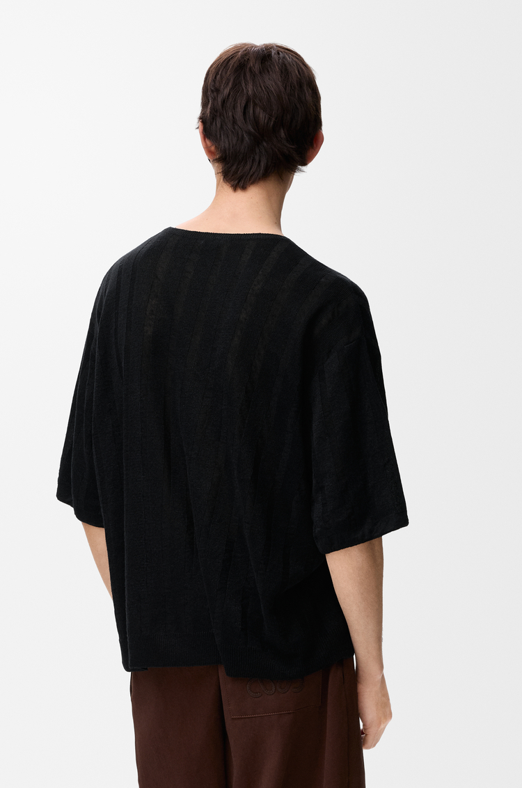 LOEWE Short sleeve top in linen Black