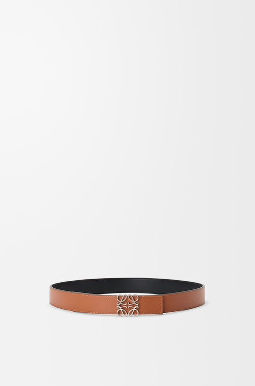 LOEWE Reversible Anagram belt in smooth calfskin Black/Tan/Palladium