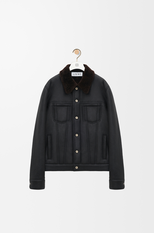 LOEWE Trucker-Jacke aus Shearling Brown Chocolate/Black