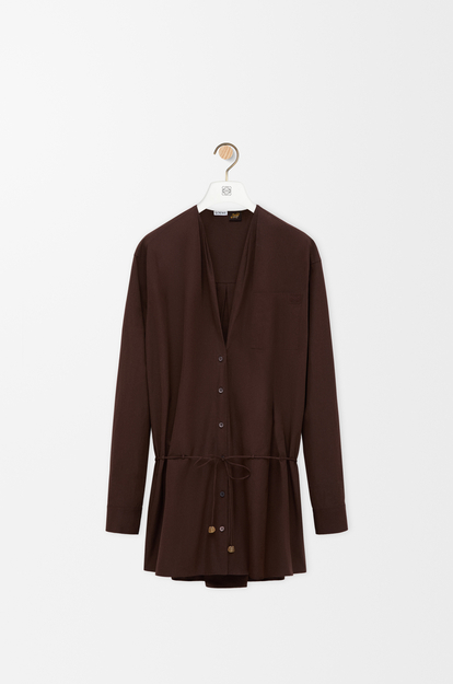 LOEWE Robe chemise en coton Marron Chocolat