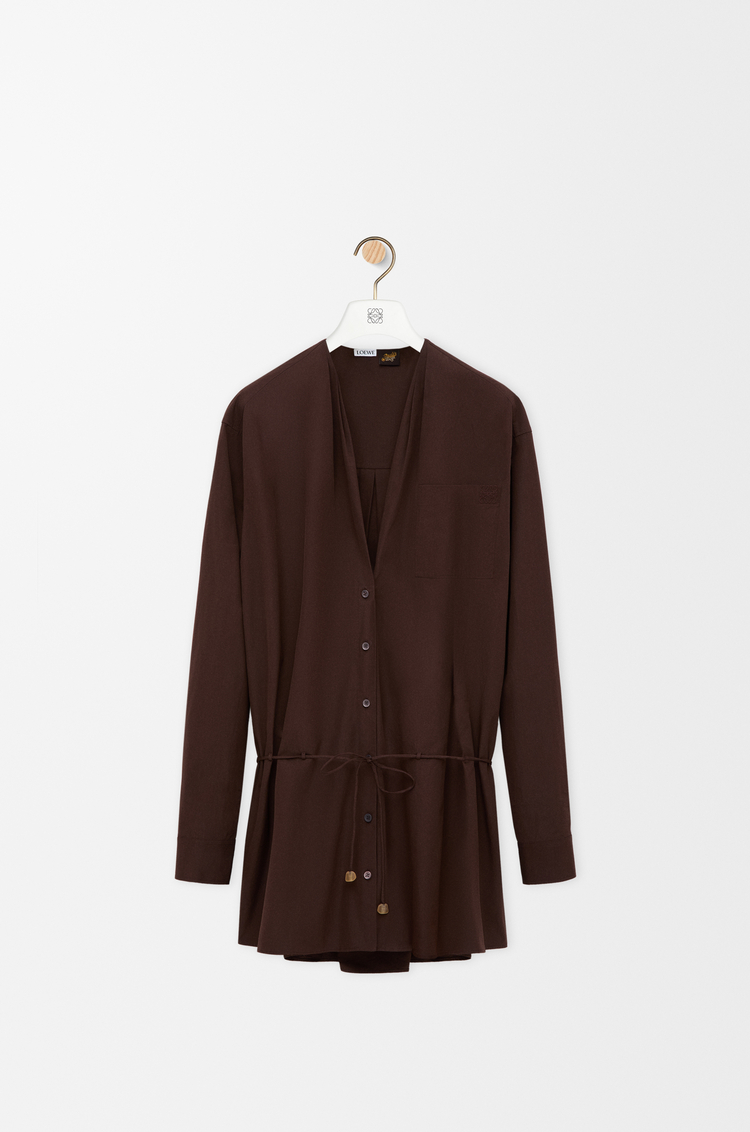 LOEWE Robe chemise en coton Marron Chocolat