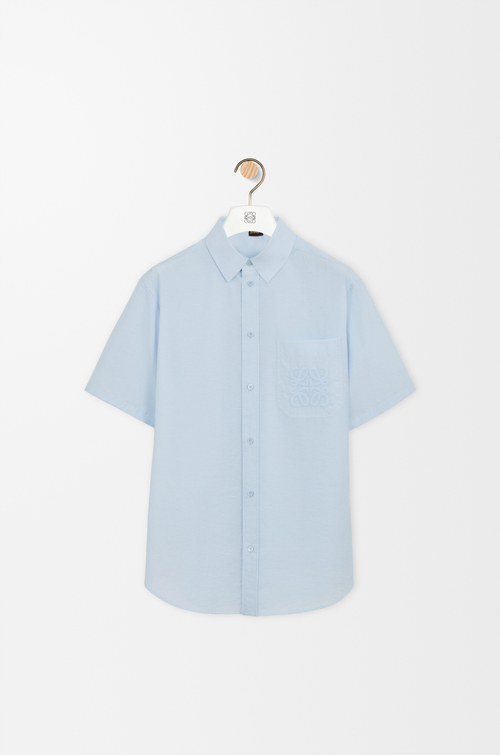 LOEWE Camicia a maniche corte in misto cotone Azzurro