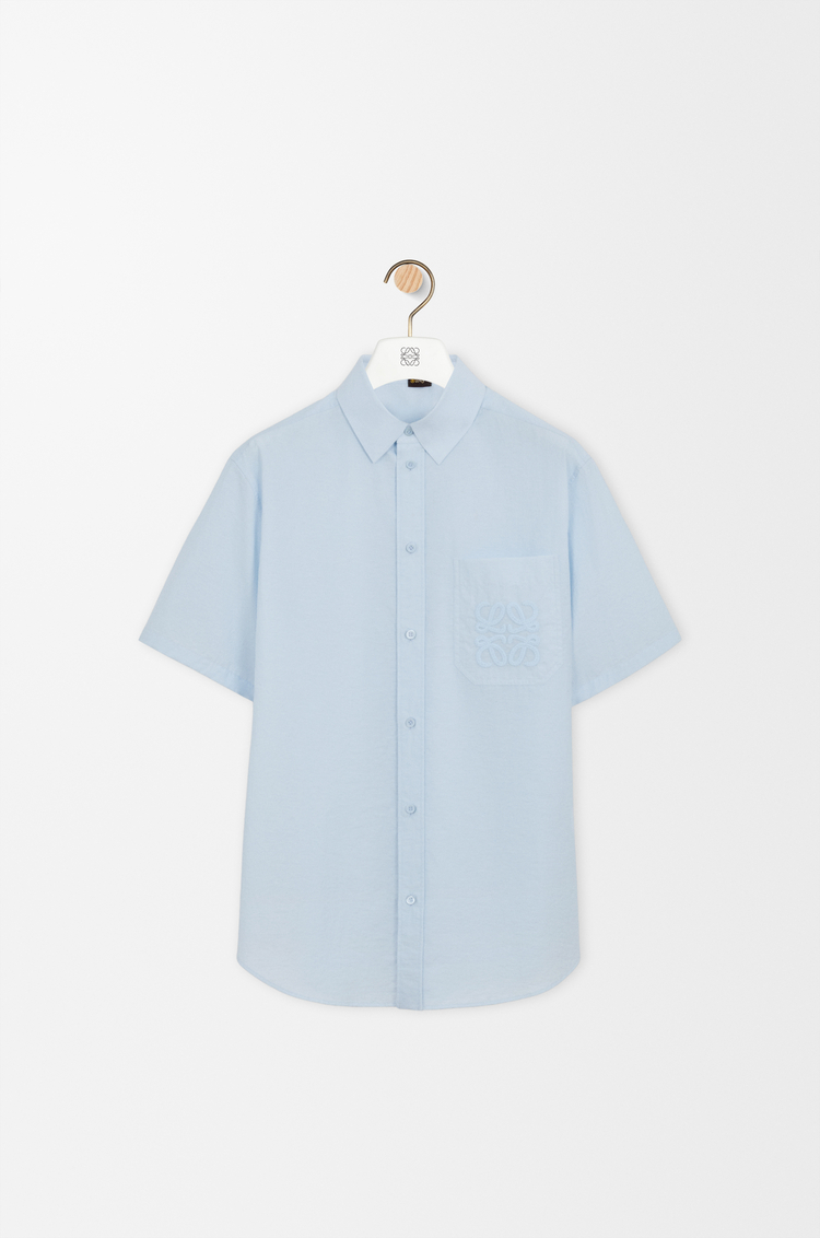 LOEWE Camicia a maniche corte in misto cotone Azzurro