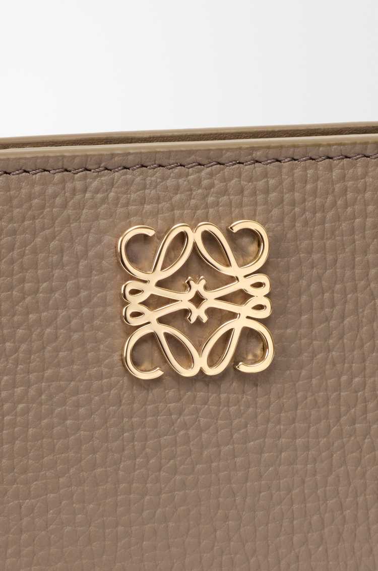 LOEWE Anagram compact wallet in pebble grained calfskin Taupe