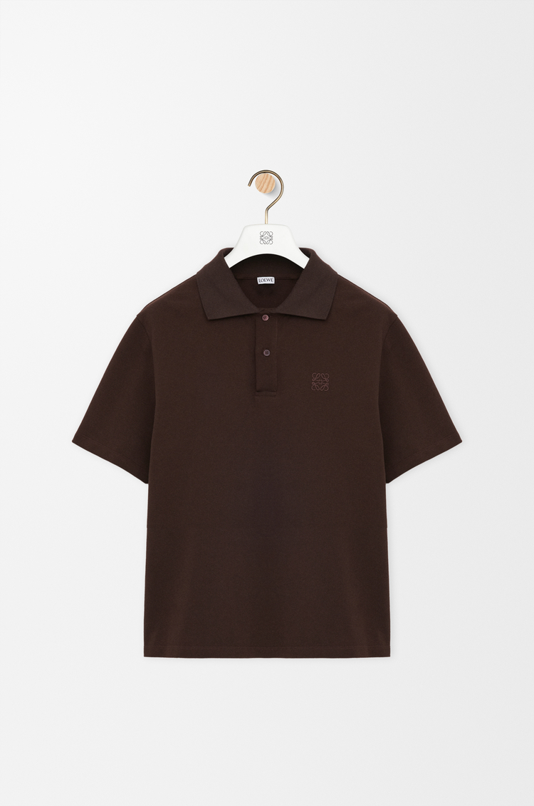 LOEWE Polo en algodón Marrón Oscuro