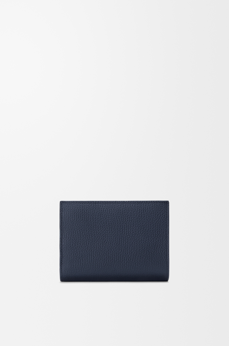 LOEWE Anagram compact wallet in pebble grained calfskin Deep Navy