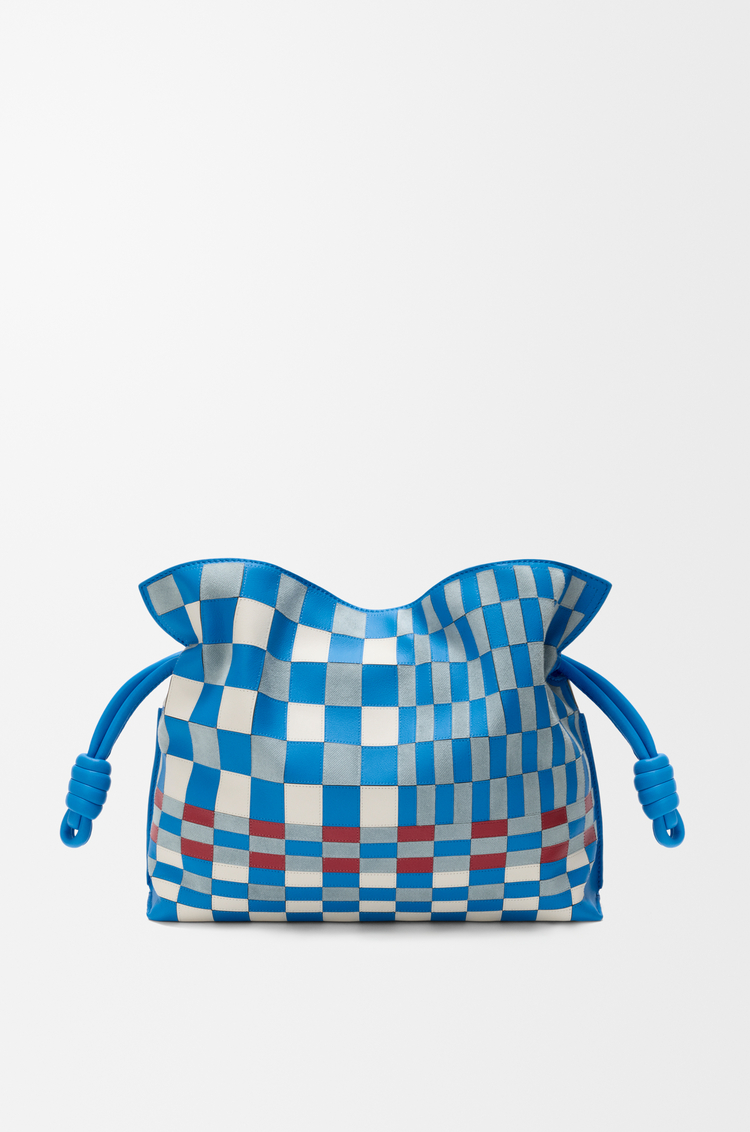 LOEWE Bolso Flamenco clutch mediano con intarsia efecto mosaico Azul/Multicolor
