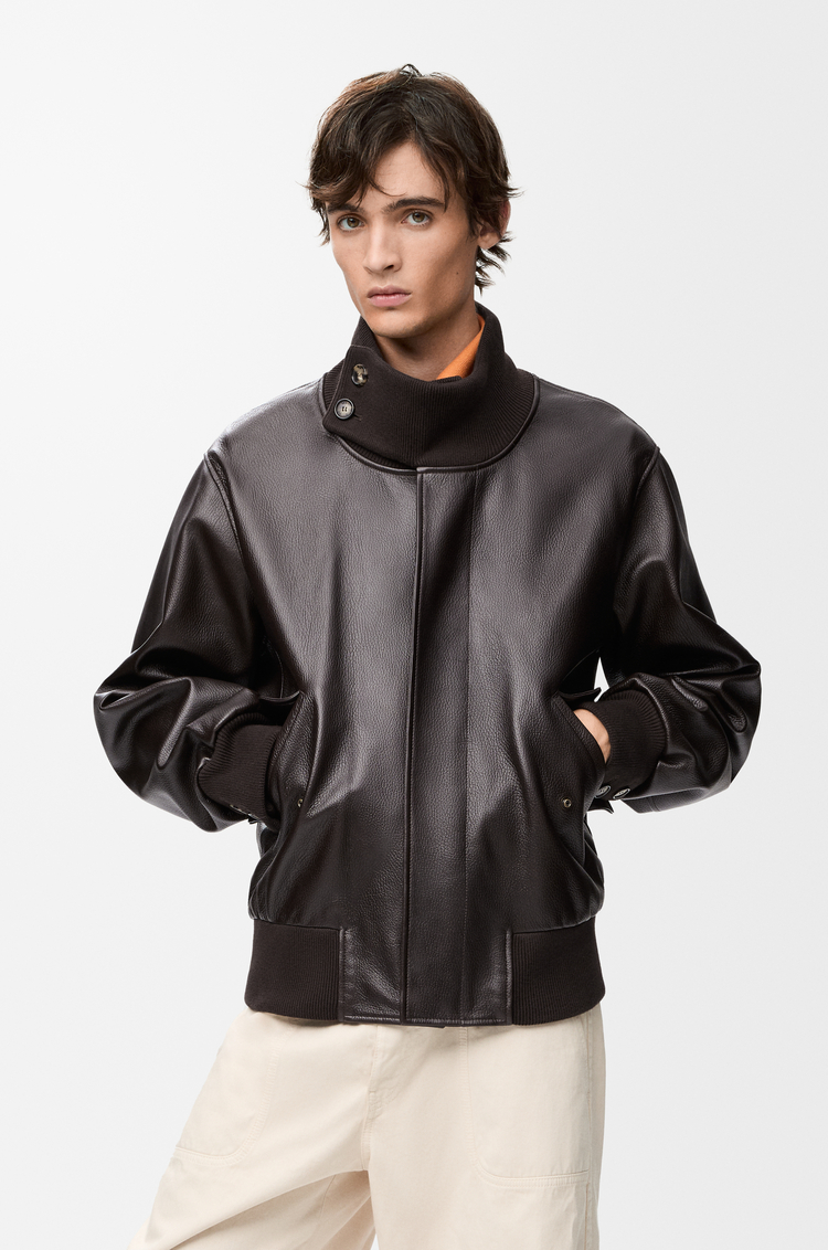 LOEWE Jacke aus Nappa-Lammleder Dunkelbraun
