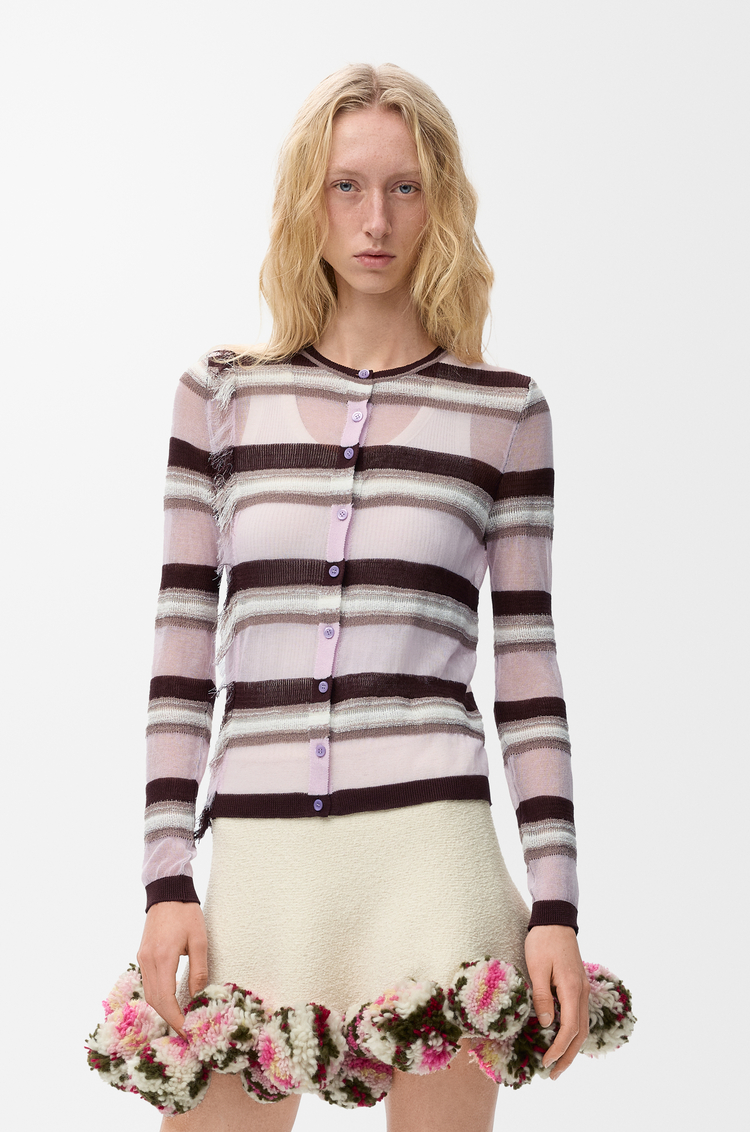LOEWE Cardigan in viscose and cotton blend Lilac/Multicolor