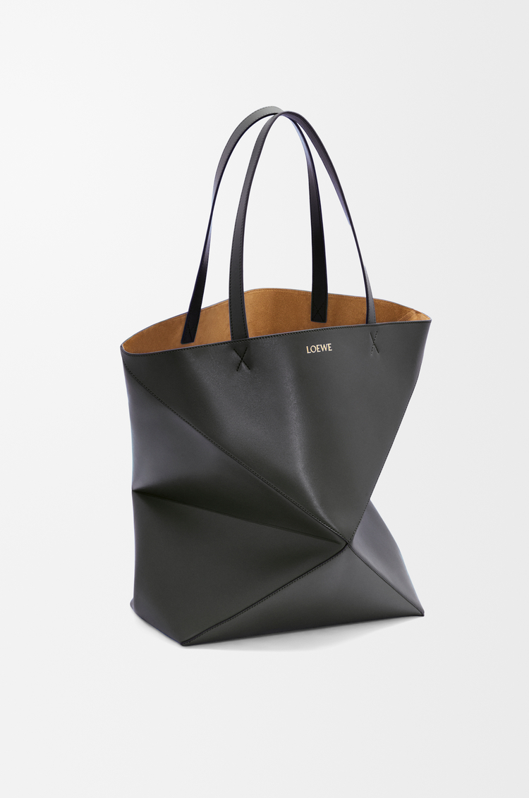 LOEWE Puzzle Fold tote XL en cuir de veau brillant Noir