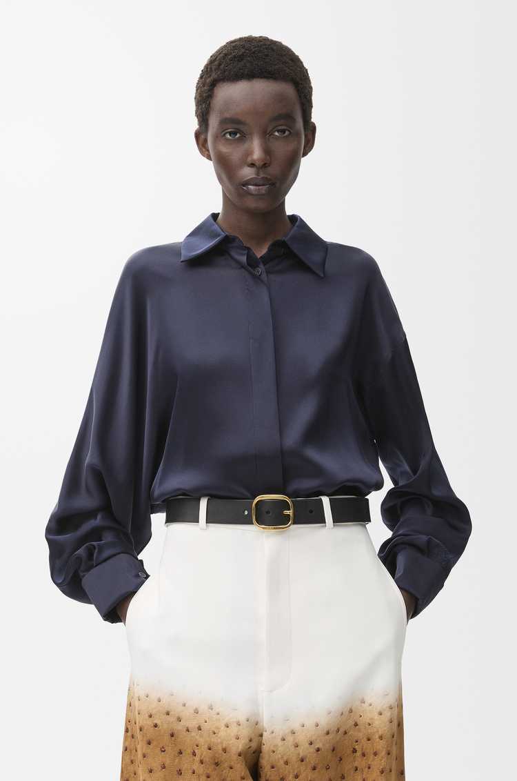 LOEWE Rounded soft belt in classic calfskin  Black/Gold