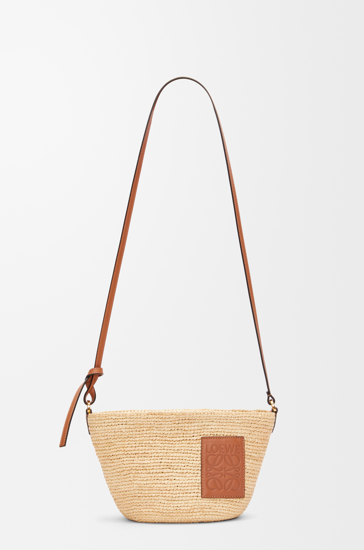 LOEWE Slit Pochette en raphia et cuir de veau Naturel/Tan