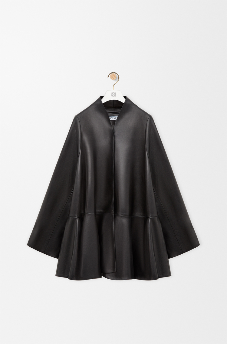 LOEWE Kurzer Mantel aus Nappa-Lammleder Schwarz