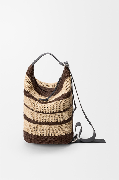 LOEWE Loop bucket in raffia Chocolate/Natural