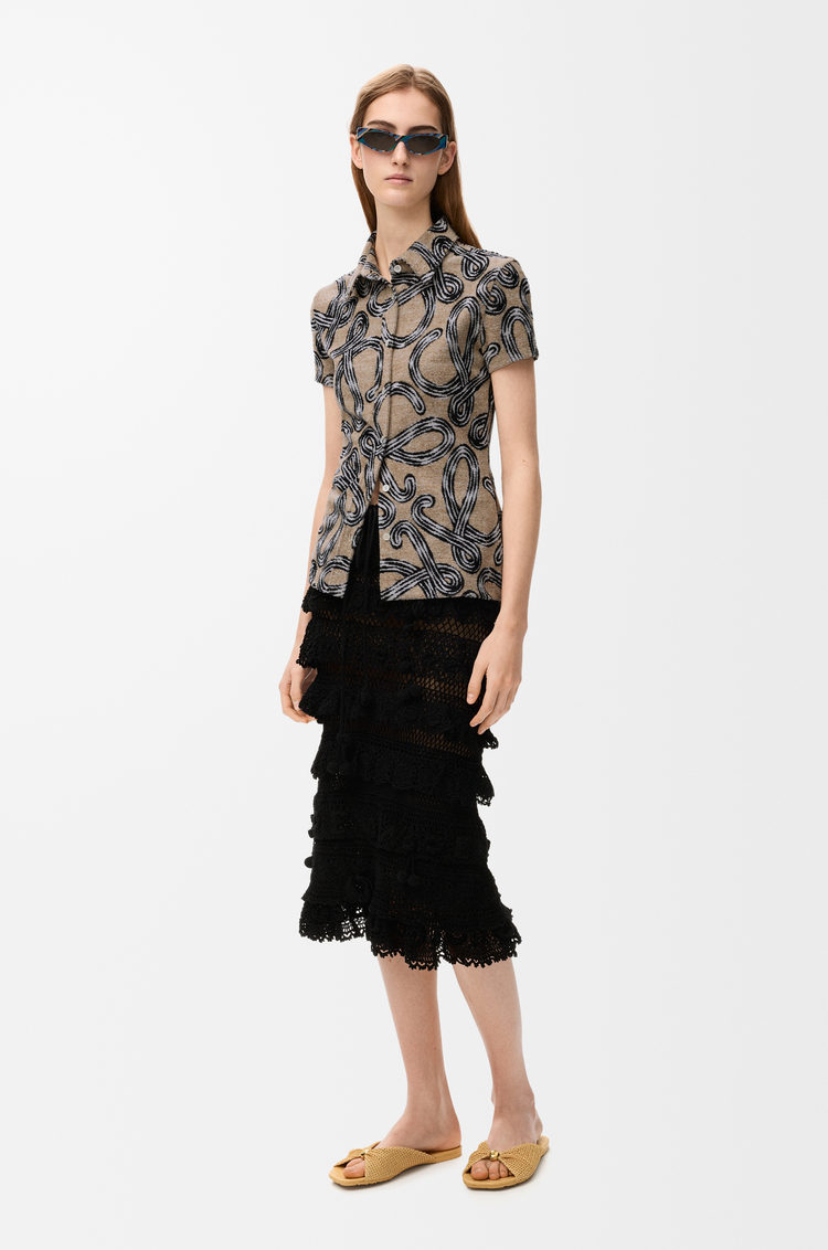 LOEWE Top in cotton terry blend Beige/Black