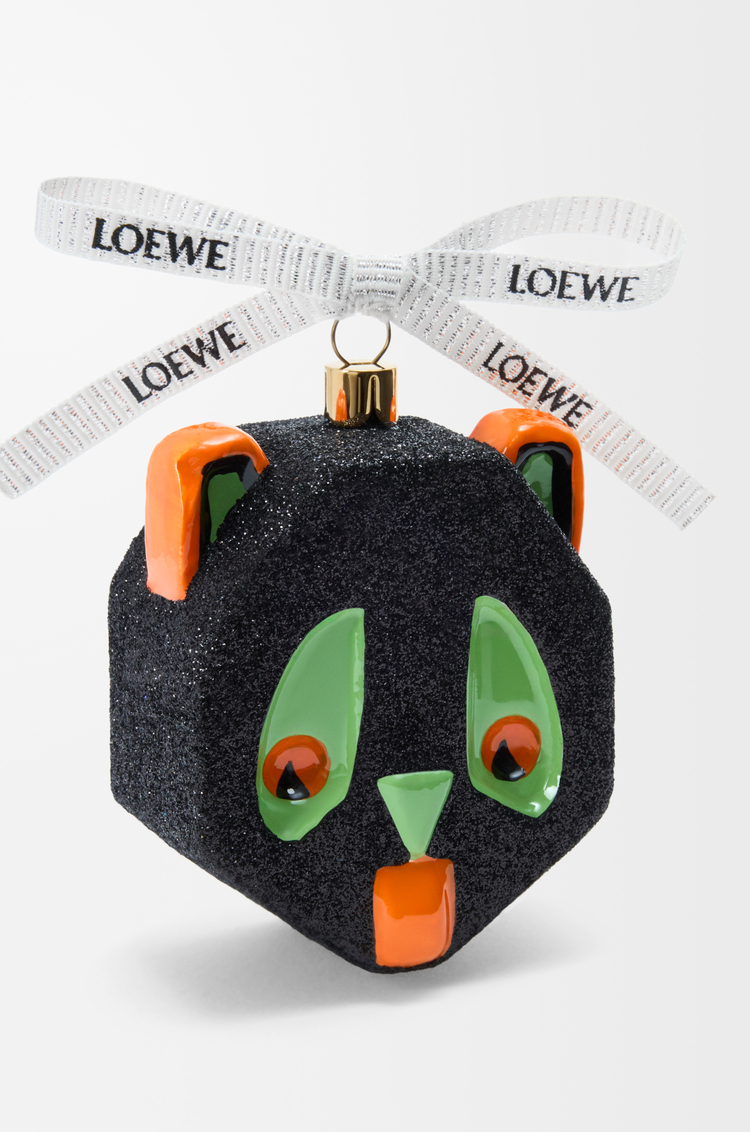 LOEWE Futurist Cat bauble in blown glass Black/Green