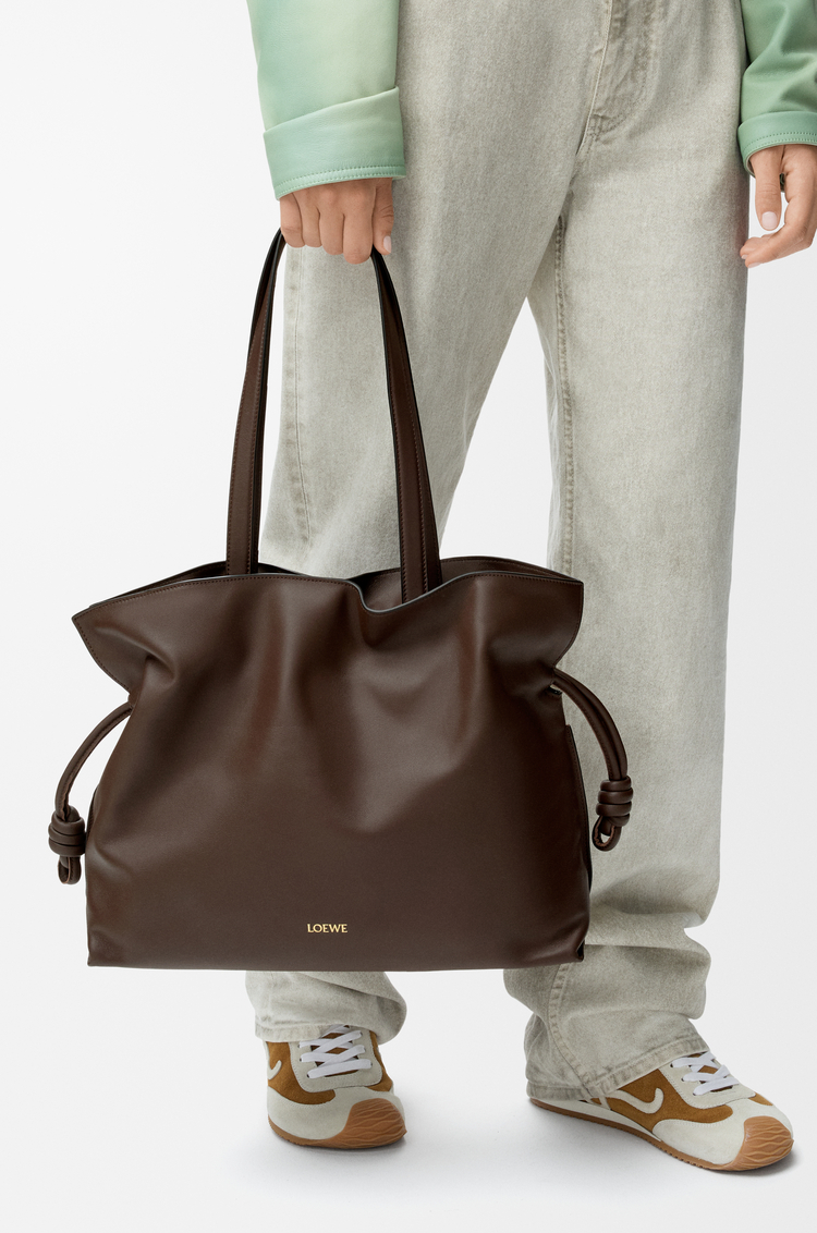 LOEWE Large Flamenco clutch in nappa calfskin Chocolate