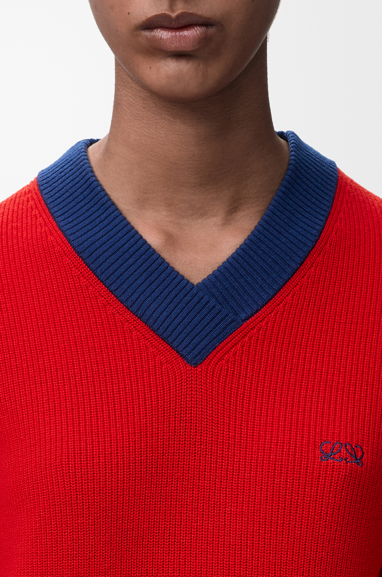 LOEWE Sweater in cotton and wool Red/Blue
