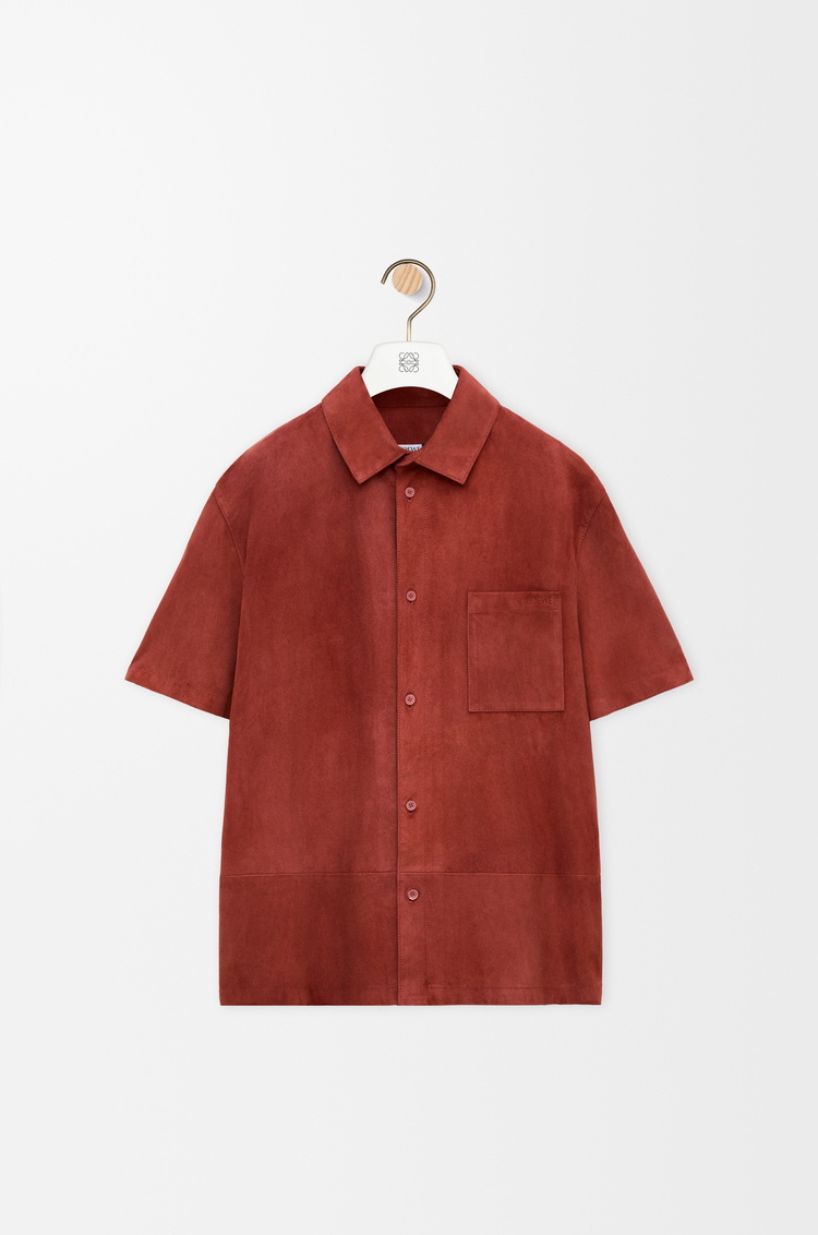 LOEWE Camisa de manga corta en ante de piel de cabra Naranja Oscuro