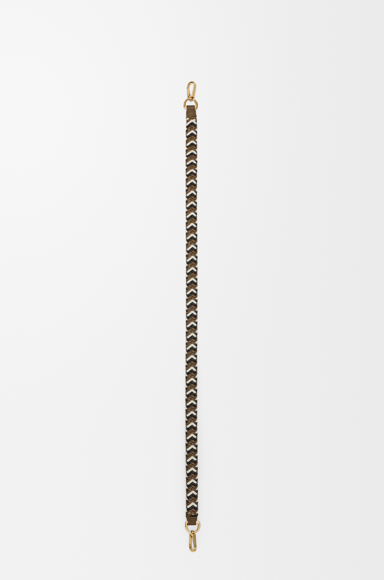 LOEWE Woven strap in leather Brown/White