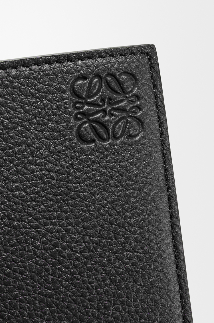LOEWE 柔軟粒面小牛皮雙褶零錢夾 黑色