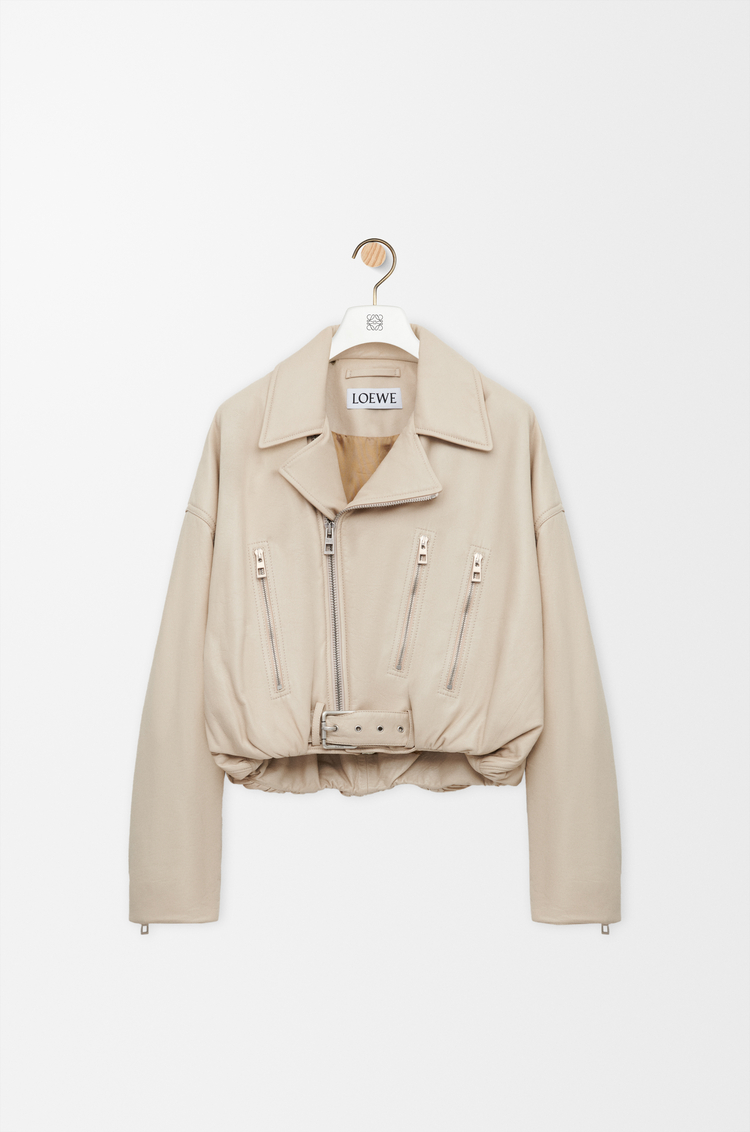 LOEWE Biker jacket in nappa lambskin Ecru