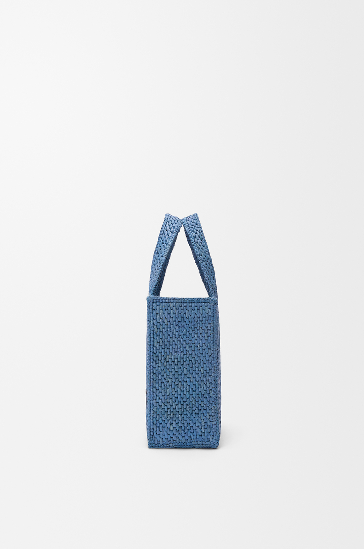 LOEWE Mini LOEWE Font tote in raffia Light Blue