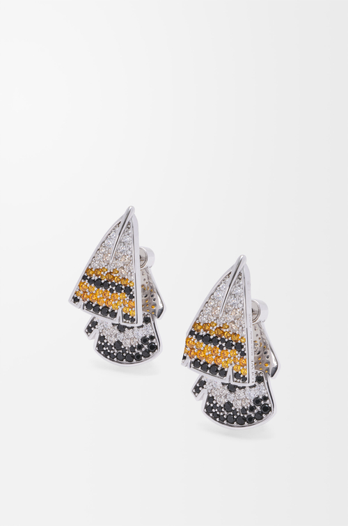 LOEWE Orecchini con piume in argento sterling e cristalli  Argento/Arancione