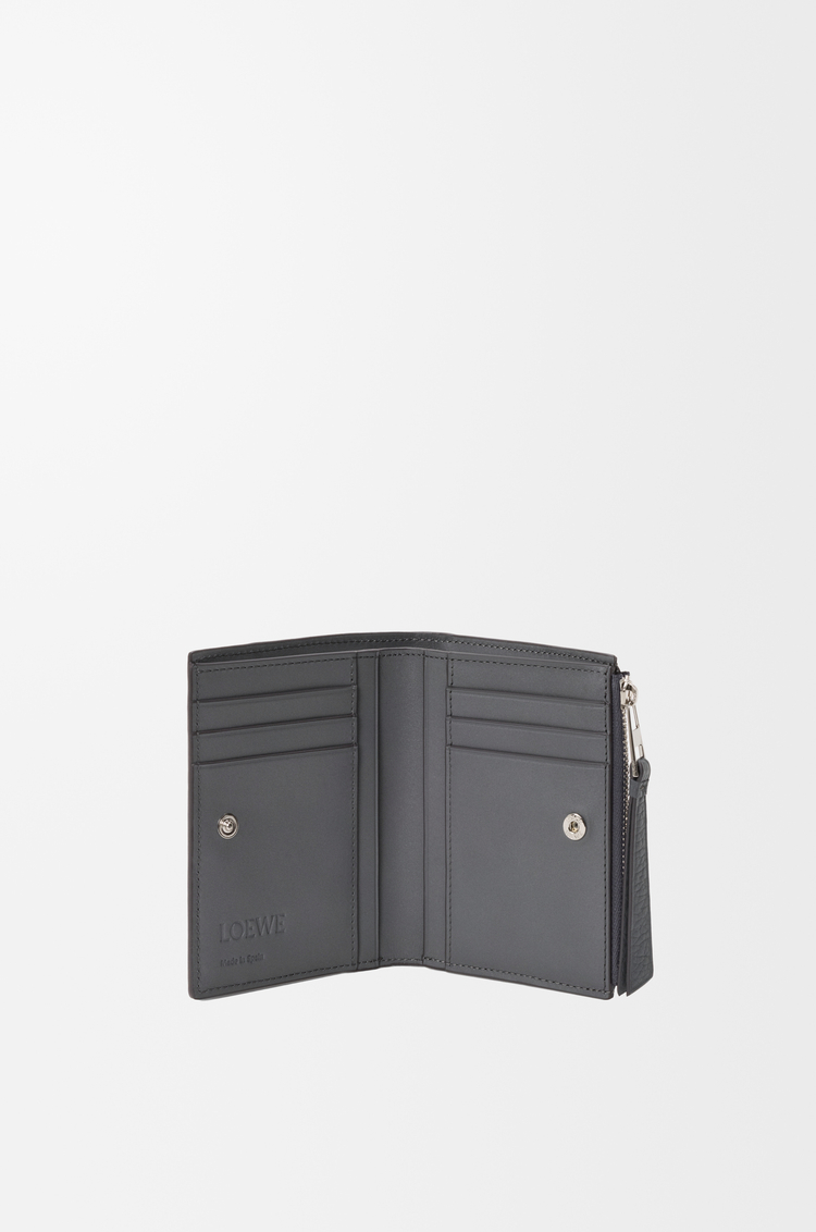 LOEWE Portefeuille compact fin Puzzle en cuir de veau grainé souple Bleu Gris