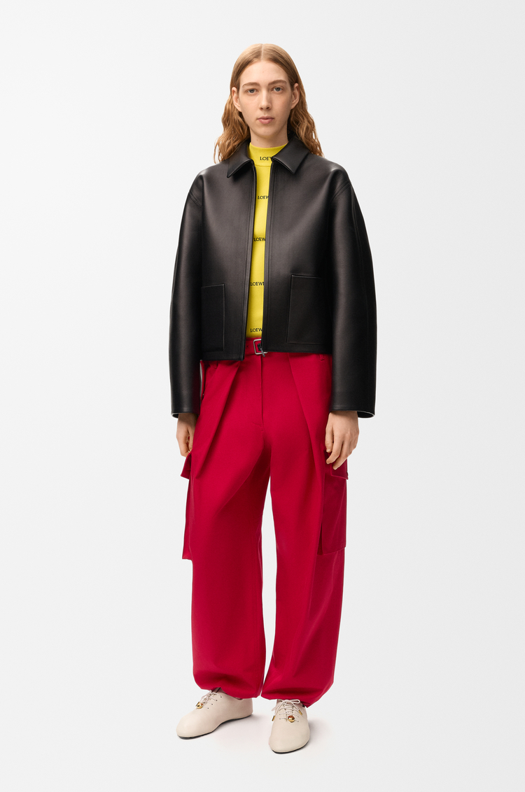 LOEWE Pantalon cargo en coton et soie Rouge