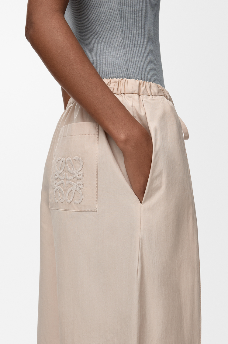 LOEWE Cropped elasticated trousers in cotton Light Beige