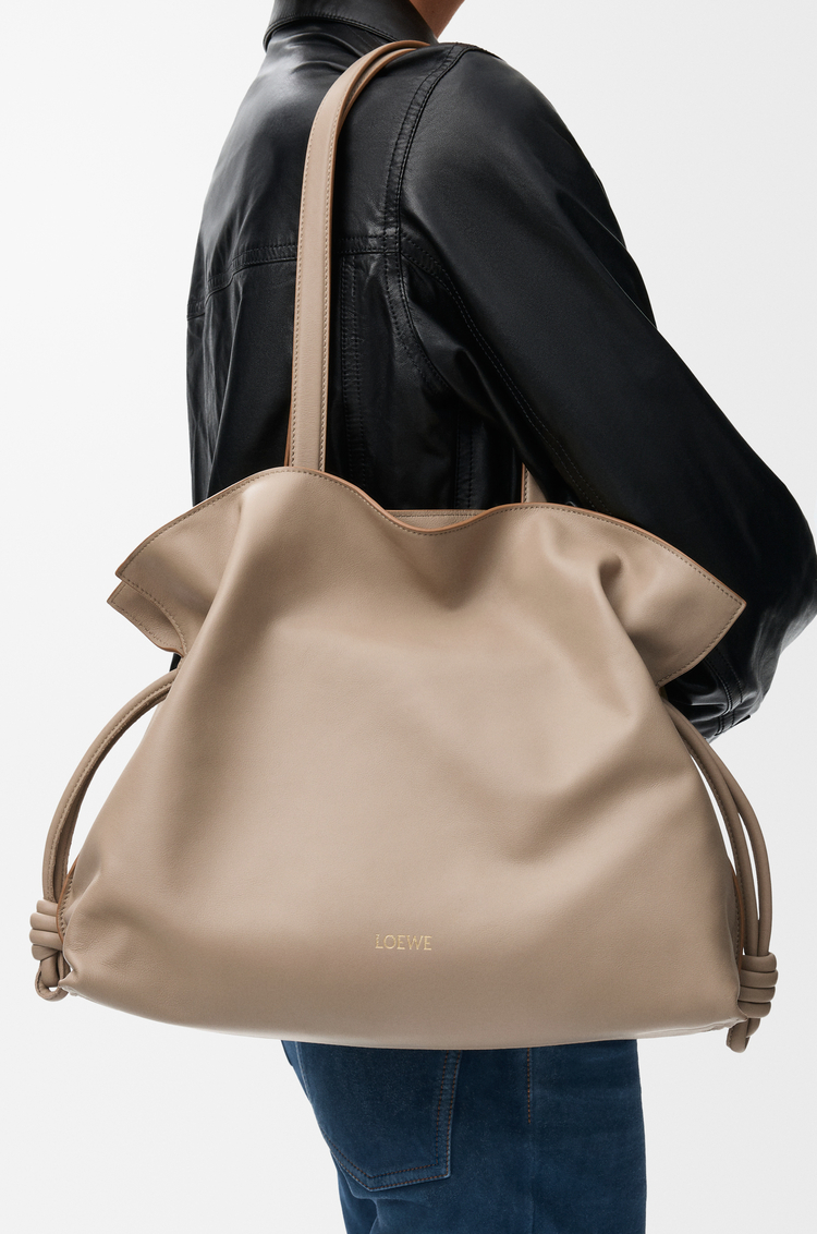 LOEWE Large Flamenco clutch in nappa calfskin Sand