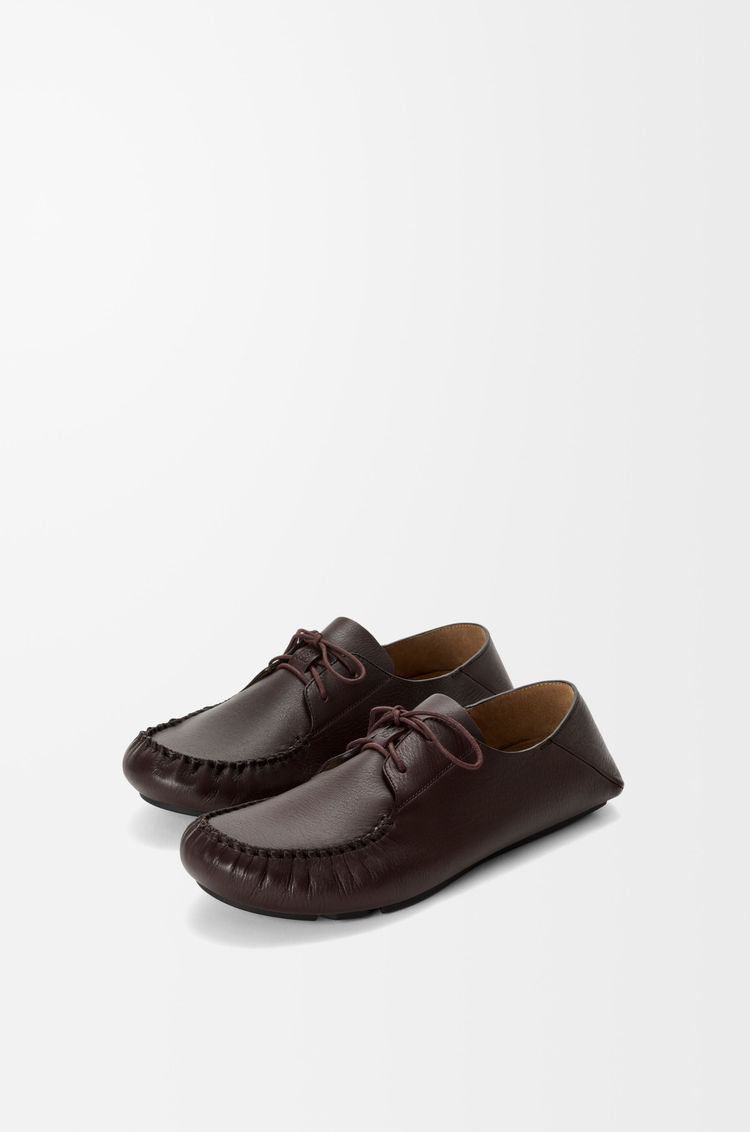 LOEWE Rambla boat shoe in soft calfskin Dark Brown