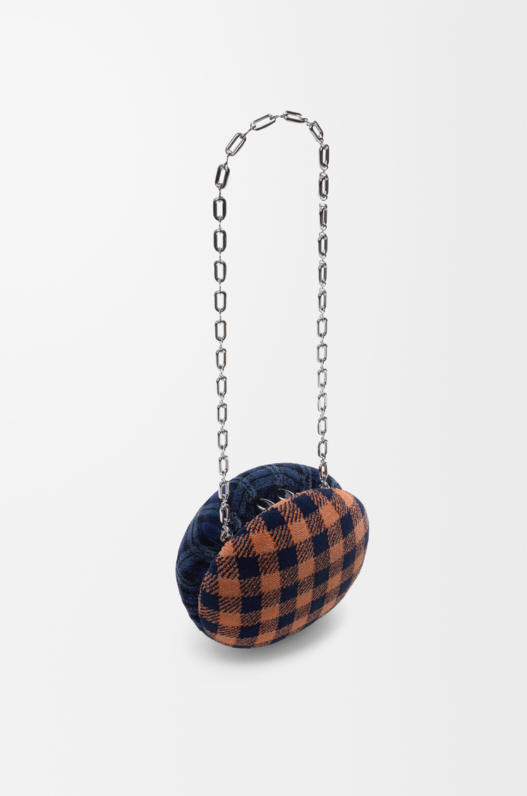 LOEWE 格紋織物和金屬貝殼造型 minaudiere 包款 深海軍藍/多色