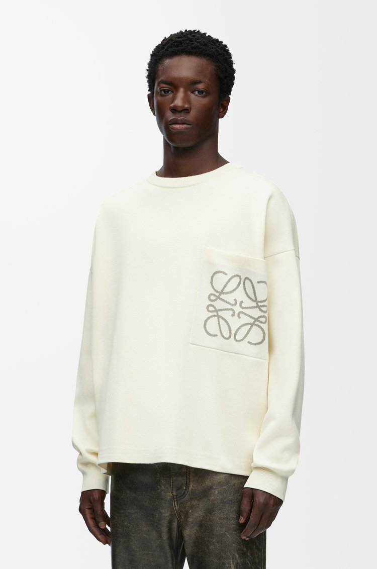 LOEWE 棉質混紡套頭衫 棉花白