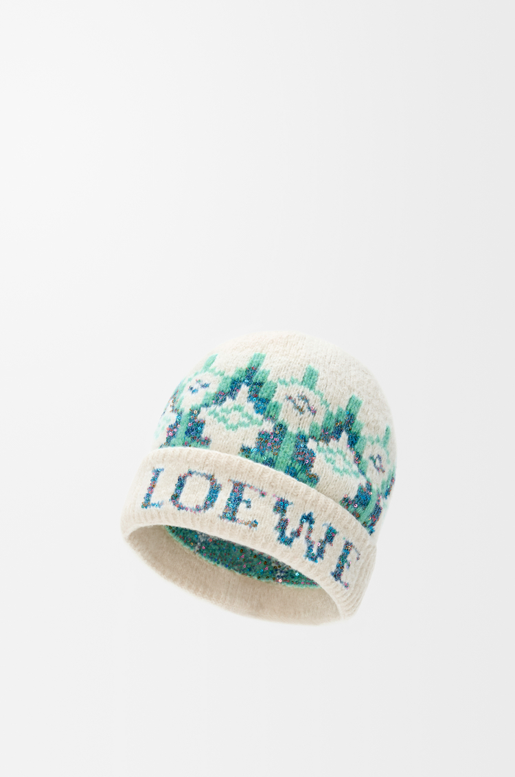 LOEWE Beanie in wool blend White/Mint