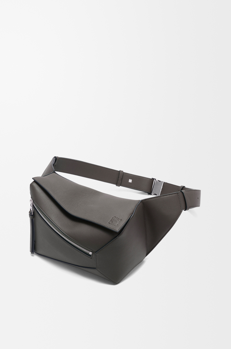 LOEWE Small Puzzle Edge bumbag in classic calfskin Dark Grey