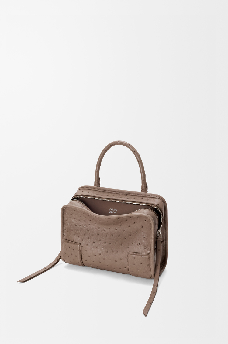 LOEWE Small Amazona 180 bag in ostrich Dark Taupe