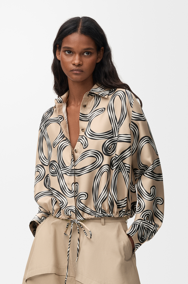 LOEWE Balloon shirt in silk Beige/Black
