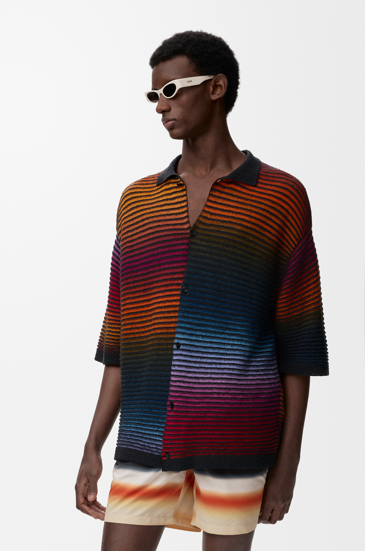 LOEWE Camicia a maniche corte in misto cotone Multicolore/Nero