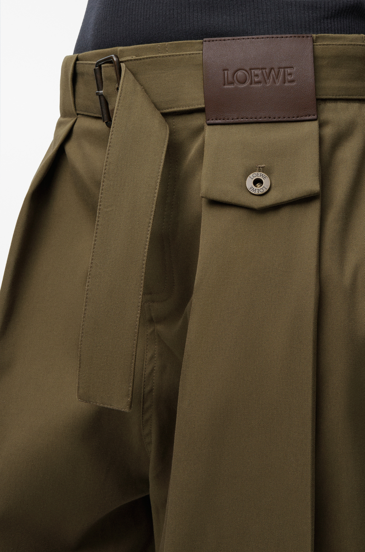 LOEWE Pantalón en algodón y seda Verde Caqui